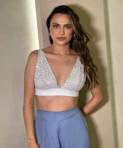 Cropped Euphoria Paetê Prata