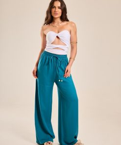 Calça Pantalona Azul Petróleo