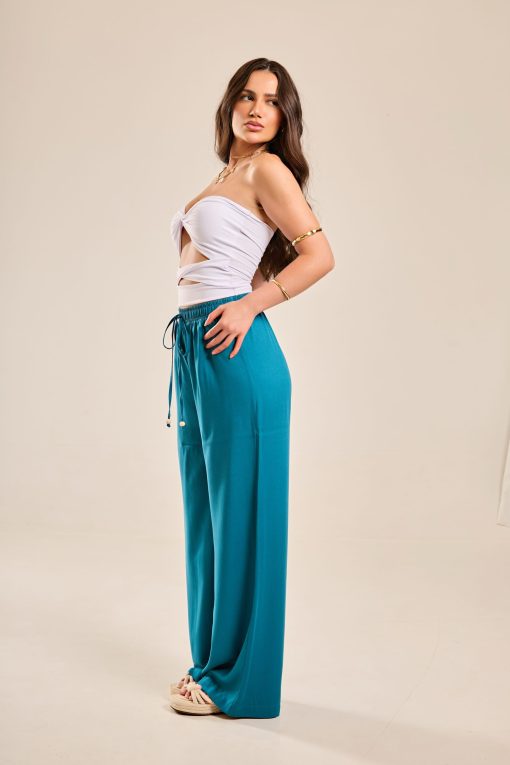 Calça Pantalona Azul Petróleo - Imagem 3